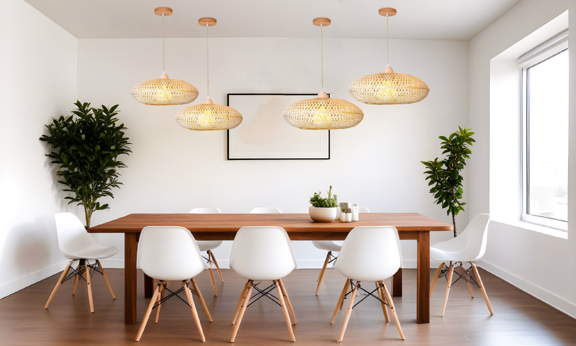 Lúminaria Pendente Rattan de Palha Nova Guine Detalhes